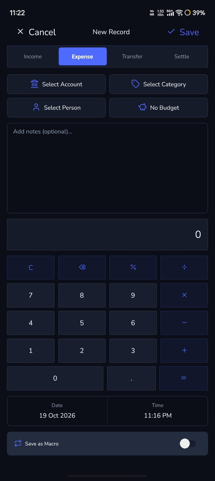 MyMoney Fast Transaction Entry & Calculator