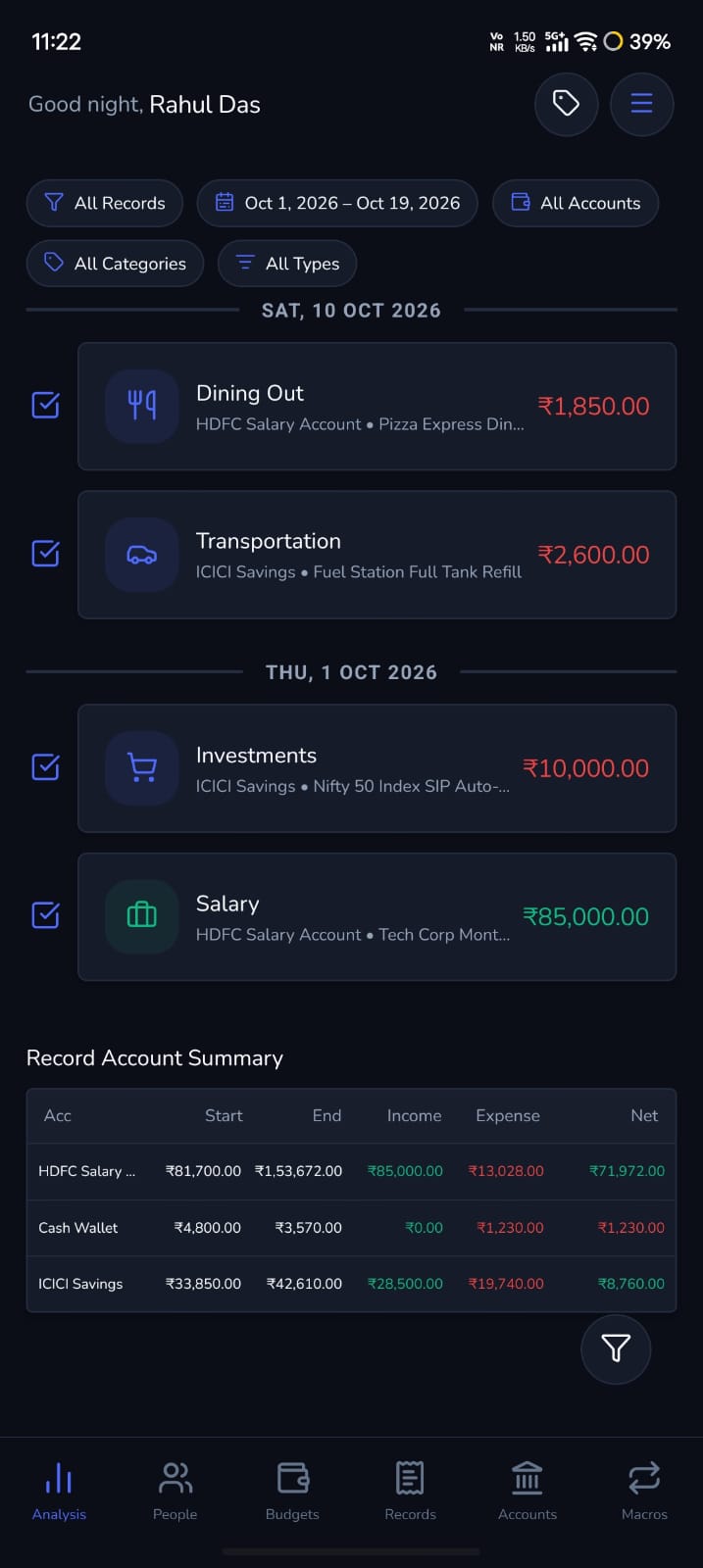 MyMoney Multi-Criteria Filtered Ledger